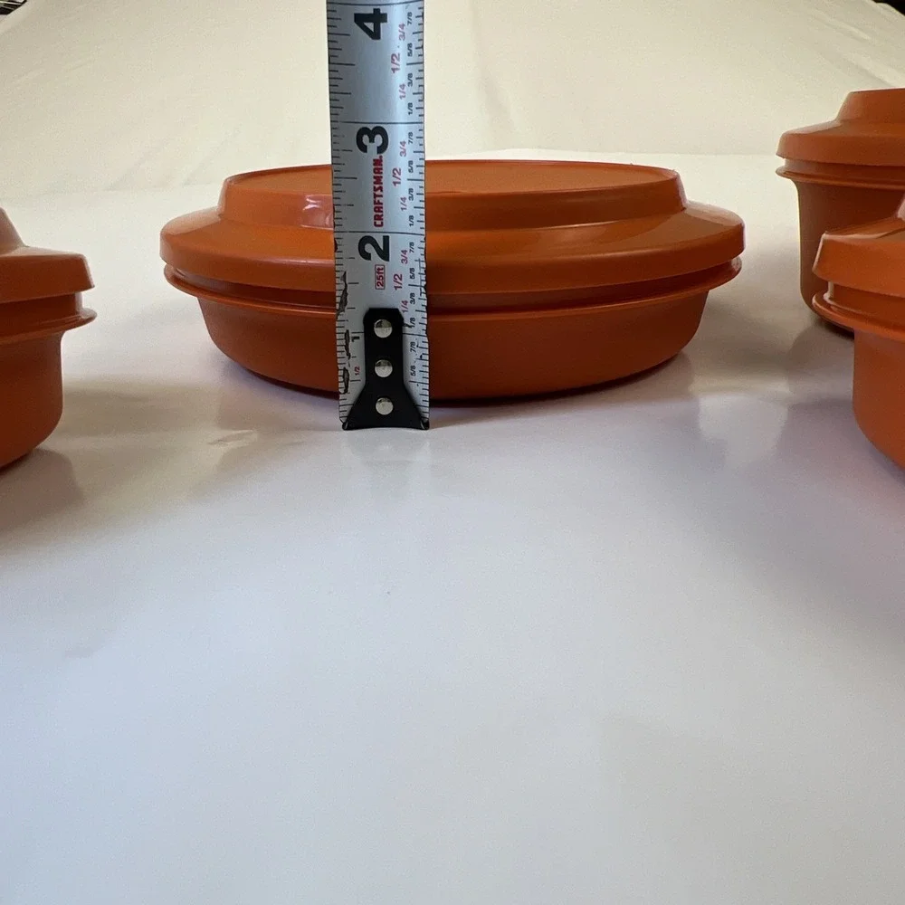 Vintage Tupperware Stack Cooker Set 4 Piece Burnt Orange Microwave Cookware 1583